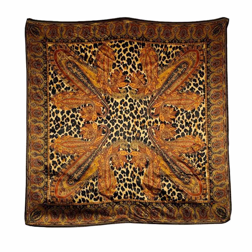 Silk Animal Print Leopard Paisley 26 x 26 Scarf